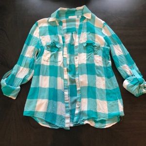 Blue Plaid Button Up